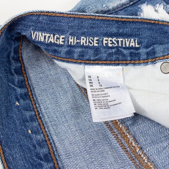 American Eagle Vintage Hi-Rise Festival Button Fly Shorts Size 8 - Picture 6 of 7